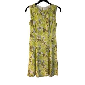 Reiss Lime Green Floral Printed Montgomery Sleeveless Shift Dress Size 2